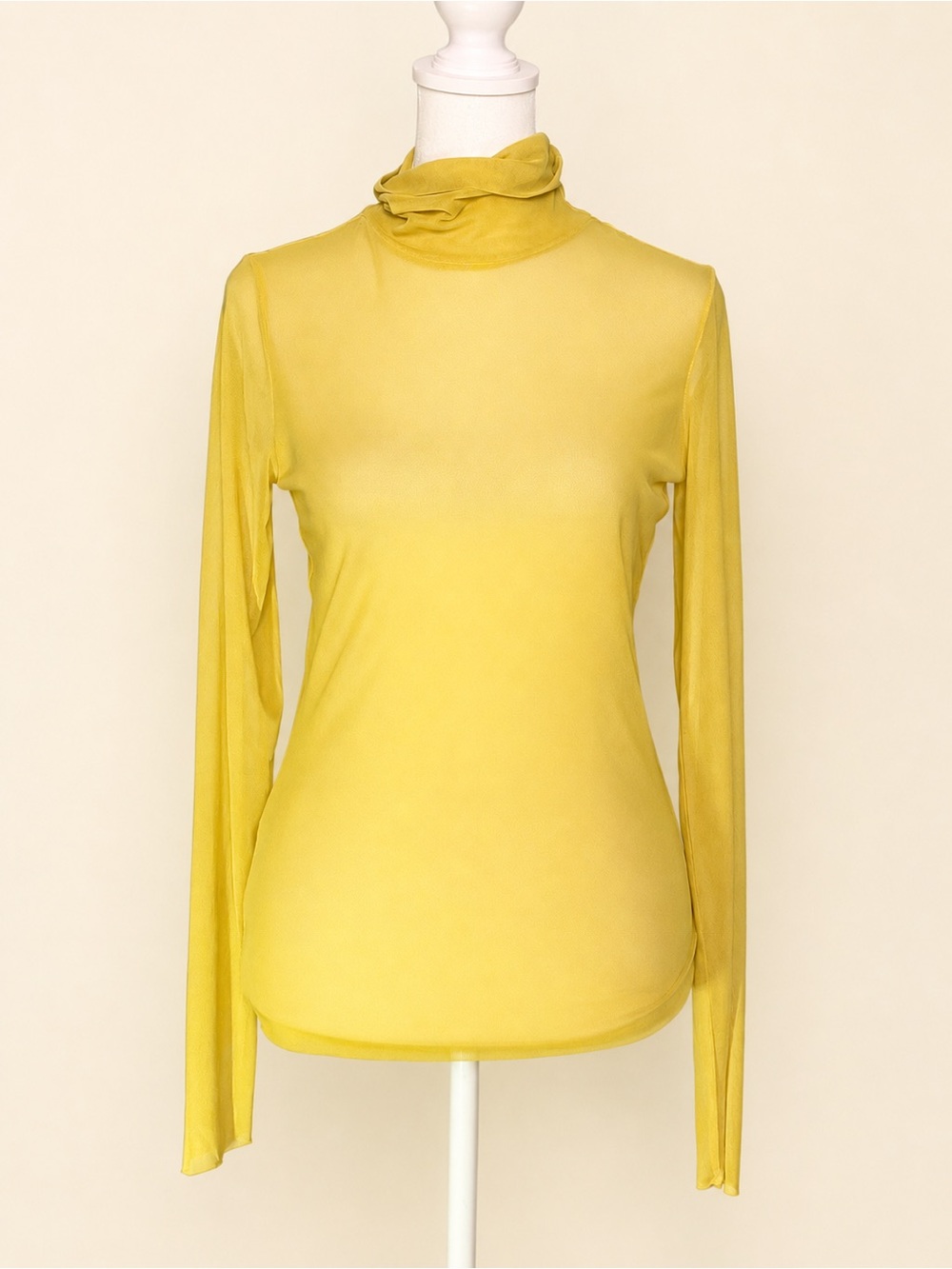🍋✨ Open Edit Yellow Celery Sheer Mesh Second-Skin Turtleneck |Size M | NWOT